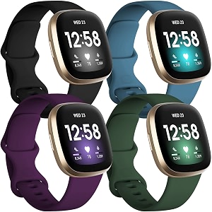 getino bands compatible with fitbit sense and fitbit versa 3 soft waterproof and durable classic silicone sport strap adjustable replacement wristbands for women men large small