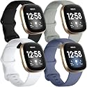 Getino Bands Compatible with Fitbit Sense and Fitbit Versa 3, Soft Waterproof and Durable Classic Silicone Sport Strap, Adjustable Replacement Wristbands for Women Men, Large Small