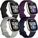 Getino Bands Compatible with Fitbit Sense and Fitbit Versa 3, Soft Waterproof and Durable Classic Silicone Sport Strap, Adjustable Replacement Wristbands for Women Men, Large Small