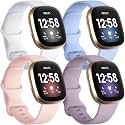 Getino Bands Compatible with Fitbit Sense and Fitbit Versa 3, Soft Waterproof and Durable Classic Silicone Sport Strap, Adjustable Replacement Wristbands for Women Men, Large Small