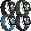 Getino Bands Compatible with Fitbit Sense and Fitbit Versa 3, Soft Waterproof and Durable Classic Silicone Sport Strap, Adjustable Replacement Wristbands for Women Men, Large Small