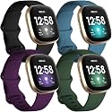 Getino Bands Compatible with Fitbit Sense and Fitbit Versa 3, Soft Waterproof and Durable Classic Silicone Sport Strap, Adjustable Replacement Wristbands for Women Men, Large Small