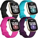Getino Bands Compatible with Fitbit Sense and Fitbit Versa 3, Soft Waterproof and Durable Classic Silicone Sport Strap, Adjustable Replacement Wristbands for Women Men, Large Small