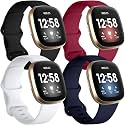 Getino Bands Compatible with Fitbit Sense and Fitbit Versa 3, Soft Waterproof and Durable Classic Silicone Sport Strap, Adjustable Replacement Wristbands for Women Men, Large Small
