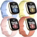 Getino Bands Compatible with Fitbit Sense and Fitbit Versa 3, Soft Waterproof and Durable Classic Silicone Sport Strap, Adjustable Replacement Wristbands for Women Men, Large Small