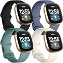 Getino Bands Compatible with Fitbit Sense and Fitbit Versa 3, Soft Waterproof and Durable Classic Silicone Sport Strap, Adjustable Replacement Wristbands for Women Men, Large Small