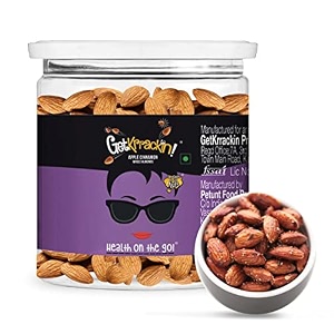 getkrrackin apple cinnamon roasted almonds - 200g pet jar  zero oil not fried  healthy nuts  roasted flavorful amp fiber-rich  anytime indulgence nutrition on the go perfect breakfast fix  100 california almonds