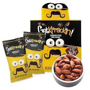 getkrrackin lebanese style whole roasted almonds - 280g 14 pouch x 20g  zero oil not fried  healthy nuts  100 california almonds rich in protein and fibre