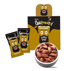 getkrrackin sweet chilli bbq roasted almonds - 280g 14 pouch x 20g  zero oil not fried  healthy nuts  roasted flavorful amp fiber-rich  anytime indulgence perfect for workouts