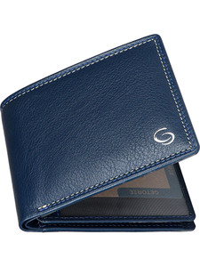 GETOREE Men Casual Blue Genuine Leather Wallet