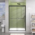 GETPRO Sliding Shower Door 44-48 in. W x 72 in. H Semi-Frameless Bypasss Double Sliding Glass Shower Doors,1/4 inch Clear Tempered Glass Door for Walk-in Shower Matte Black