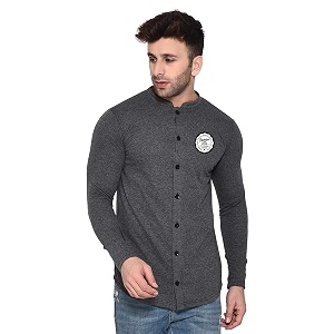Geum Mens Mandarin Collar Shirt Slim