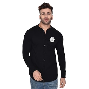 Geum Mens Mandarin Collar Shirt Slim