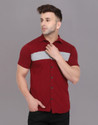 GEUM Men Solid Casual Maroon Shirt