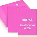 Geyee 100 Pcs 10 x 13 Inch Rose Pink Clasp Manilla Envelopes Mailing