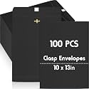 Geyee 100 Pcs 10 x 13 Inch Black Clasp Manilla Envelopes Mailing