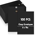 Geyee 100 Pcs 6 x 9 Inch Black Clasp Manilla Envelopes Mailing