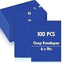 Geyee 100 Pcs 6 x 9 Inch Dark Blue Clasp Manilla Envelopes Mailing