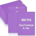 Geyee 100 Pcs 6 x 9 Inch Purple Clasp Manilla Envelopes Mailing