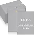 Geyee 100 Pcs 6 x 9 Inch Gray Clasp Manilla Envelopes Mailing