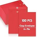 Geyee 100 Pcs 6 x 9 Inch Red Clasp Manilla Envelopes Mailing