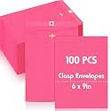 Geyee 100 Pcs 6 x 9 Inch Rose Pink Clasp Manilla Envelopes Mailing