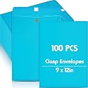 Geyee 100 Pcs 9 x 12 Inch Lake Blue Clasp Manilla Envelopes Mailing