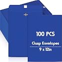 Geyee 100 Pcs 9 x 12 Inch Navy Blue Clasp Manilla Envelopes Mailing