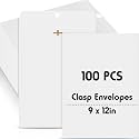 Geyee 100 Pcs 9 x 12 Inch White Clasp Manilla Envelopes Mailing