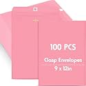 Geyee 100 Pcs 9 x 12 Inch Cherry Color Clasp Manilla Envelopes Mailing