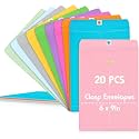 Geyee 20 Pcs 6 x 9 Inch Mixed Colors Clasp Manilla Envelopes Mailing