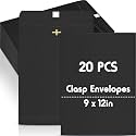 Geyee 20 Pcs 9 x 12 Inch Black Clasp Manilla Envelopes Mailing