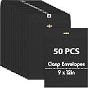 Geyee 50 Pcs 9 x 12 Inch Black Clasp Manilla Envelopes Mailing