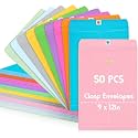 Geyee 50 Pcs 9 x 12 Inch Mixed Color Clasp Manilla Envelopes Mailing