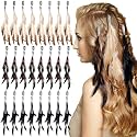 Geyoga 12 Pcs Clip in Hair Feathers with Beads, Boho Feather Hair Clips for Women, Rave Music Festival Accessories for Halloween Costume, Carnival Party (Brown,Black,Dark Coffee,Standard)
