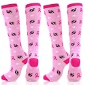 Geyoga 2/4/6/12/24/48 Pairs Pink Breast Cancer Awareness Socks Bulk Women