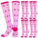 Geyoga 2/4/6/12/24/48 Pairs Pink Breast Cancer Awareness Socks Bulk Women