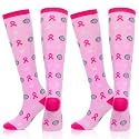 Geyoga 2/4/6/12/24/48 Pairs Pink Breast Cancer Awareness Socks Bulk Women