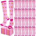 Geyoga 2/4/6/12/24/48 Pairs Pink Breast Cancer Awareness Socks Bulk Women