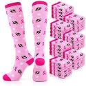 Geyoga 2/4/6/12/24/48 Pairs Pink Breast Cancer Awareness Socks Bulk Women