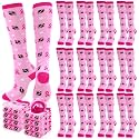 Geyoga 2/4/6/12/24/48 Pairs Pink Breast Cancer Awareness Socks Bulk Women