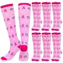 Geyoga 2/4/6/12/24/48 Pairs Pink Breast Cancer Awareness Socks Bulk Women