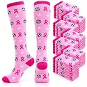 Geyoga 2/4/6/12/24/48 Pairs Pink Breast Cancer Awareness Socks Bulk Women