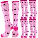 Geyoga 2/4/6/12/24/48 Pairs Pink Breast Cancer Awareness Socks Bulk Women