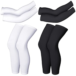 geyoga 2 pairs compression full length leg sleeve arm sleeve for men women football