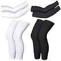 Geyoga 2 Pairs Compression Full Length Leg Sleeve Arm Sleeve for Men Women, Football
