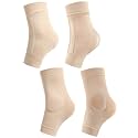 Geyoga 2 Pairs Figure Skating Ankle Pads Socks Sleeves, Beige Color