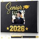 Geyoga 2026 Graduation Guest Book with Pen Class of 2026 Graduation Guest Sign in Book Senior Memory Scrapbook for Seniors Night Gifts College Party Gifts, 6 x 8 Inch(Senior 2026,Black)