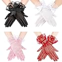 Geyoga 4 Pairs Lace Gloves Women Tea Party Gloves