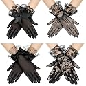 Geyoga 4 Pairs Lace Gloves Women Tea Party Gloves